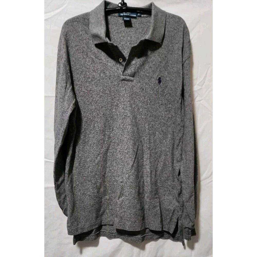 POLO RALPH LAUREN Men's Long Sleeve Classic Pullover Shirt Size M- Grey - Picture 1 of 6